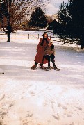Ruth Dorrough; Ben Dorrough; Andy McDougal; in backyard of Lois street house in Rochester NH